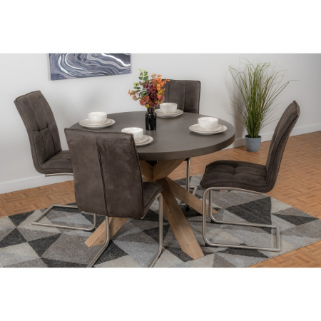 Heath Round Dining Table Set With Four Charcoal Chairs